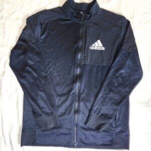 Adidas Men’s Full Zip Track Jacket Black Size L Logo Athletic